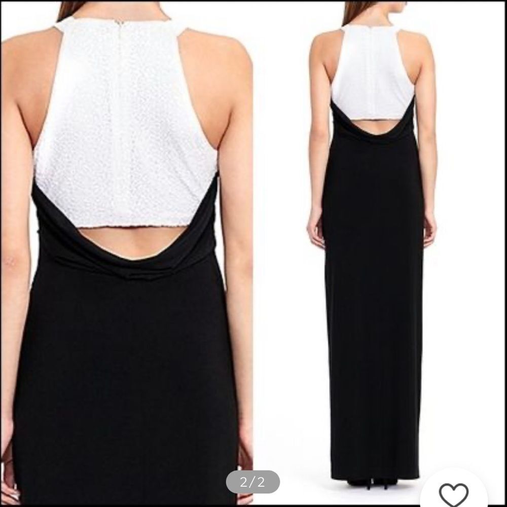 Lauren Ralph Lauren Black Maxi Dress with White Halter Bodice